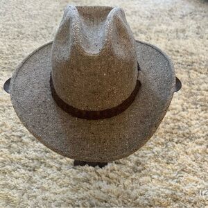 Vintage Sears tweed cowboy hat with braided band and small feather